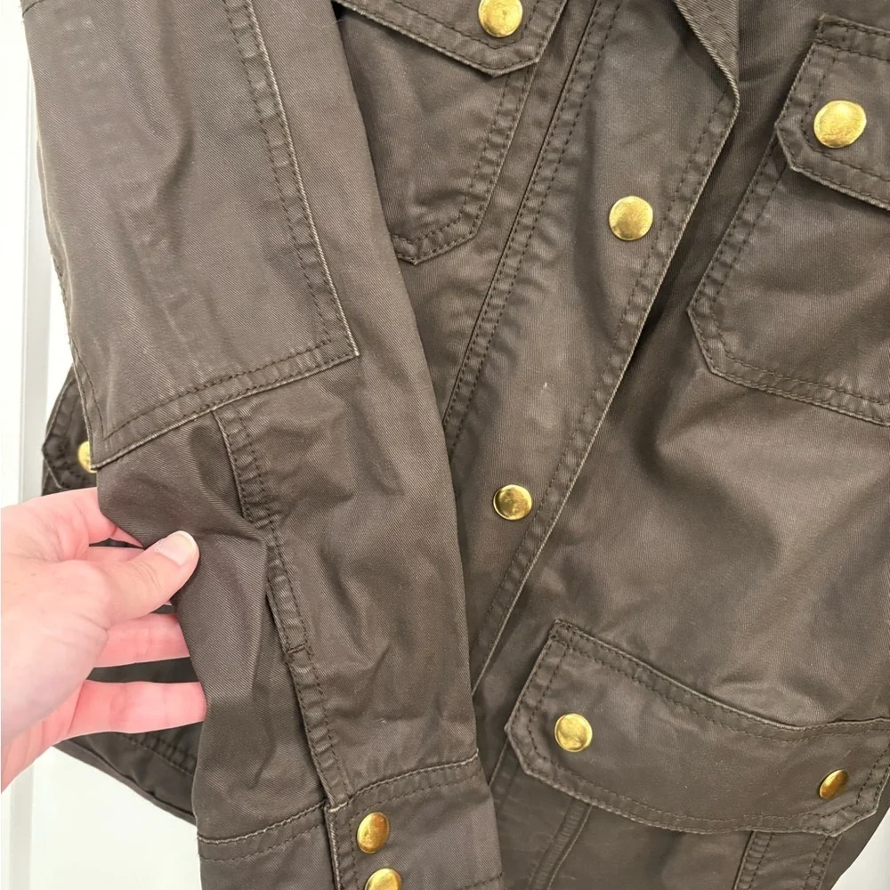 J. Crew Downtown Olive Green Utility Waxed Field Jacket Size XS